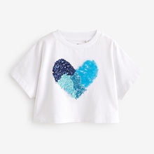Load image into Gallery viewer, Blue Heart Sequin T-Shirt