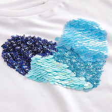 Load image into Gallery viewer, Blue Heart Sequin T-Shirt
