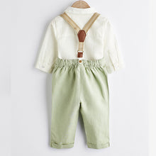 Load image into Gallery viewer, Sage Green Baby Shirt, Trousers and Braces 3 Piece Set (0mths-12-18mt)