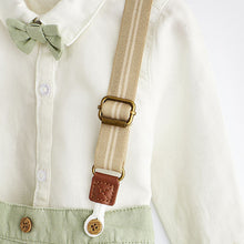 Load image into Gallery viewer, Sage Green Baby Shirt, Trousers and Braces 3 Piece Set (0mths-12-18mt)