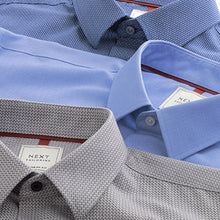 Load image into Gallery viewer, Blue/Grey Textured Regular Fit Easy Care Single Cuff Shirts 3 Pack