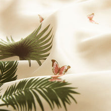 Load image into Gallery viewer, Beige Satin Bandeau Muted Tropical Print Top