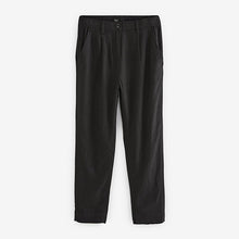 Load image into Gallery viewer, Black Linen Blend Taper Trousers