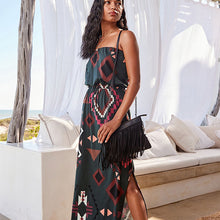 Load image into Gallery viewer, Navy Geo Bandeau Midi Dress