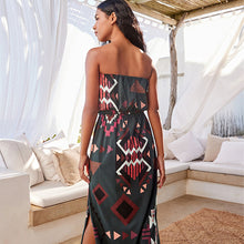Load image into Gallery viewer, Navy Geo Bandeau Midi Dress