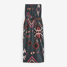 Load image into Gallery viewer, Navy Geo Bandeau Midi Dress