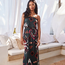 Load image into Gallery viewer, Navy Geo Bandeau Midi Dress