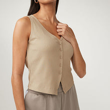 Load image into Gallery viewer, Neutral Ribbed Waistcoat