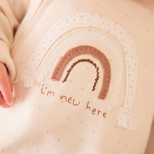 Load image into Gallery viewer, Neutral I'm New Here Single 100% Cotton Sleepsuit (0-9mths)