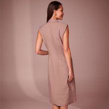 Load image into Gallery viewer, Mink Brown Mini Sleeveless Blazer Dress