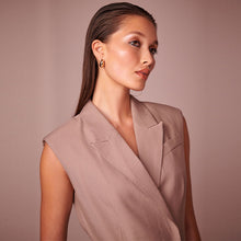 Load image into Gallery viewer, Mink Brown Mini Sleeveless Blazer Dress