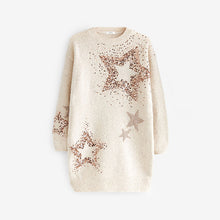 Load image into Gallery viewer, Cream Sequin Jumper Dress (3-12yrs)