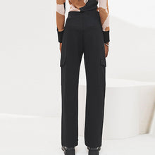 Load image into Gallery viewer, Black Ponte Utility Cargo Trousers