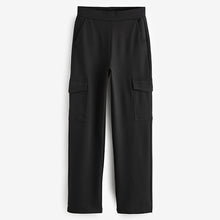 Load image into Gallery viewer, Black Ponte Utility Cargo Trousers