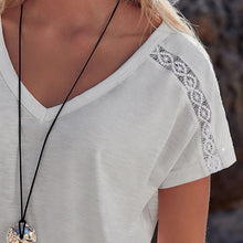 Load image into Gallery viewer, White V-Neck 100% Cotton Bubble Hem Top