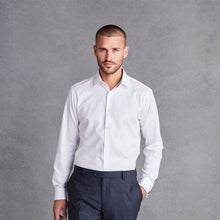 Load image into Gallery viewer, White Slim Fit Slim Fit Signature Trimmed 100% Cotton Double Cuff Shirt And Cufflinks