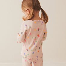 Load image into Gallery viewer, Cream Rainbow Polka Dot Cotton Rich Long Sleeve Rib T-Shirt (3mths-5-6yrs)