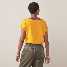 Load image into Gallery viewer, Ochre Yellow Round Neck Cap Sleeve T-Shirt