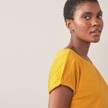 Load image into Gallery viewer, Ochre Yellow Round Neck Cap Sleeve T-Shirt