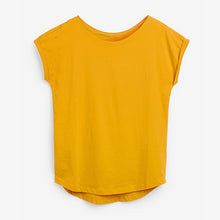 Load image into Gallery viewer, Ochre Yellow Round Neck Cap Sleeve T-Shirt