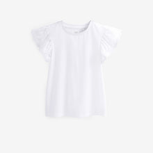 Load image into Gallery viewer, White Broderie Frill Sleeve T-Shirt (3-12yrs)