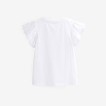 Load image into Gallery viewer, White Broderie Frill Sleeve T-Shirt (3-12yrs)