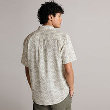 Load image into Gallery viewer, White 100% Cotton Printed Short Sleeve Oxford Shirt