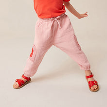Load image into Gallery viewer, Pink 100% Cotton Crochet Pocket Trousers