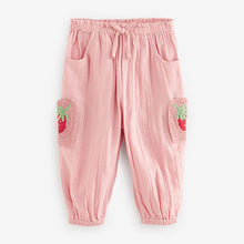 Load image into Gallery viewer, Pink 100% Cotton Crochet Pocket Trousers