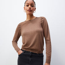 Load image into Gallery viewer, Camel Brown Crew Neck Long Sleeve Jumper