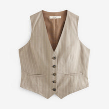 Load image into Gallery viewer, Mink Brown Striped Linen Waistcoat