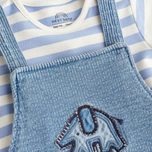 Load image into Gallery viewer, Denim Elephant Baby Dungarees and Bodysuit Set