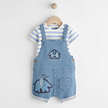 Load image into Gallery viewer, Denim Elephant Baby Dungarees and Bodysuit Set