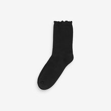 Load image into Gallery viewer, Black Frill Top Cushion Sole Ankle Socks 4 Pack