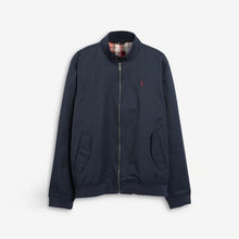 Load image into Gallery viewer, Navy Shower Resistant Harrington Jacket With Check Lining