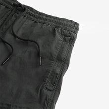 Load image into Gallery viewer, Black Regular Tapered Fit Stretch Utility Cargo Trousers