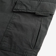 Load image into Gallery viewer, Black Regular Tapered Fit Stretch Utility Cargo Trousers