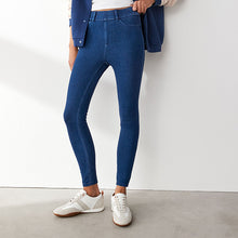 Load image into Gallery viewer, Dark Blue Jersey Denim Leggings