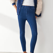 Load image into Gallery viewer, Dark Blue Jersey Denim Leggings