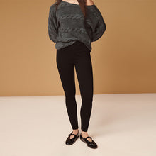 Load image into Gallery viewer, Black Jersey Denim Leggings
