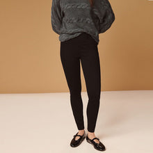 Load image into Gallery viewer, Black Jersey Denim Leggings