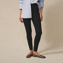 Load image into Gallery viewer, Black Jersey Denim Leggings