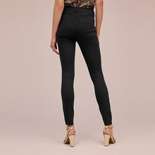 Load image into Gallery viewer, Black Fly Fasten Jersey Denim Leggings