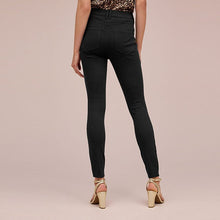 Load image into Gallery viewer, Black Fly Fasten Jersey Denim Leggings