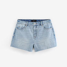 Load image into Gallery viewer, Mid Blue 100% Cotton Embellished Denim Shorts