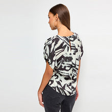 Load image into Gallery viewer, Monochrome Swirl Gathered Short Sleeve Textured Boxy T-Shirt