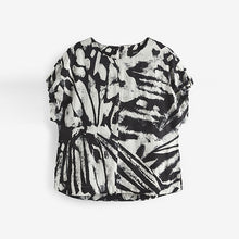 Load image into Gallery viewer, Monochrome Swirl Gathered Short Sleeve Textured Boxy T-Shirt