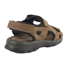 Load image into Gallery viewer, Men's sandals with velcro brown leather upper
