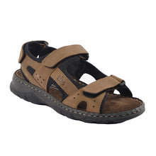 Load image into Gallery viewer, Men's sandals with velcro brown leather upper