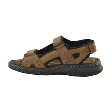 Load image into Gallery viewer, Men's sandals with velcro brown leather upper